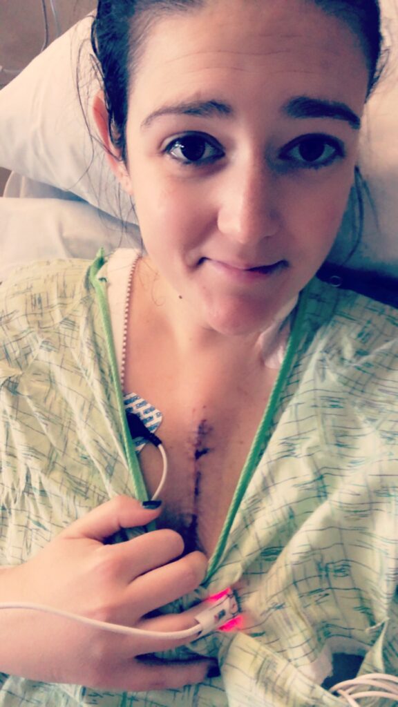 Heart Stories - Nicolette Somers - Nicolette in hospital post-transplant