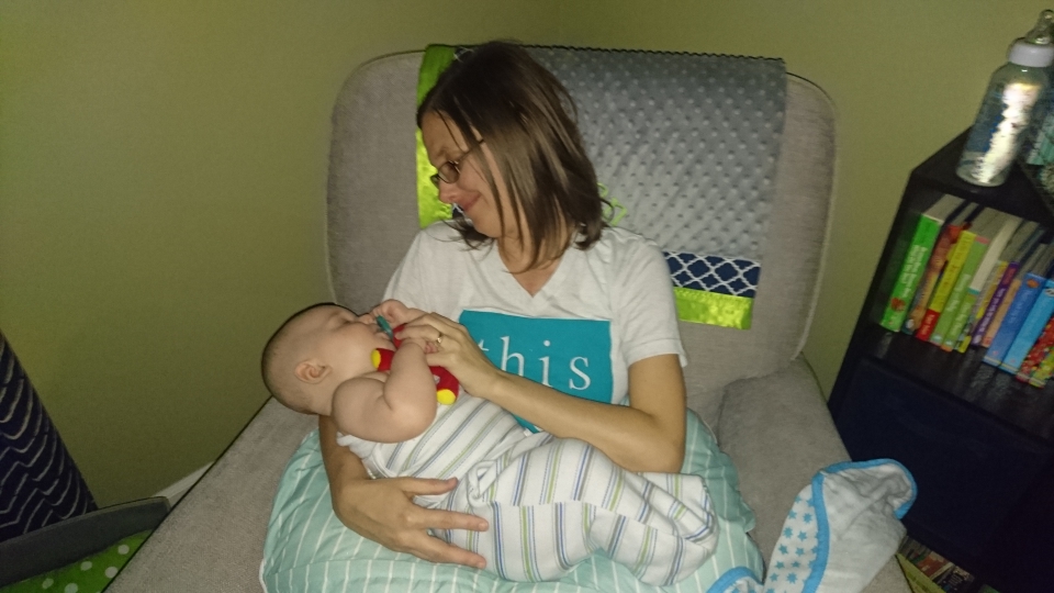 Heart Stories - Kyla Davis - Kyla feeding her son after getting home